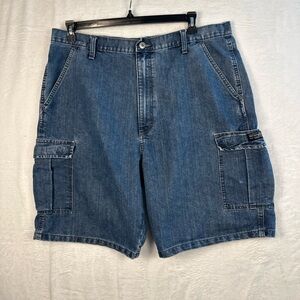 Vintage Wrangler Cargo Jean Shorts Mens 40 Blue Baggy Jorts Skate Grunge Y2K